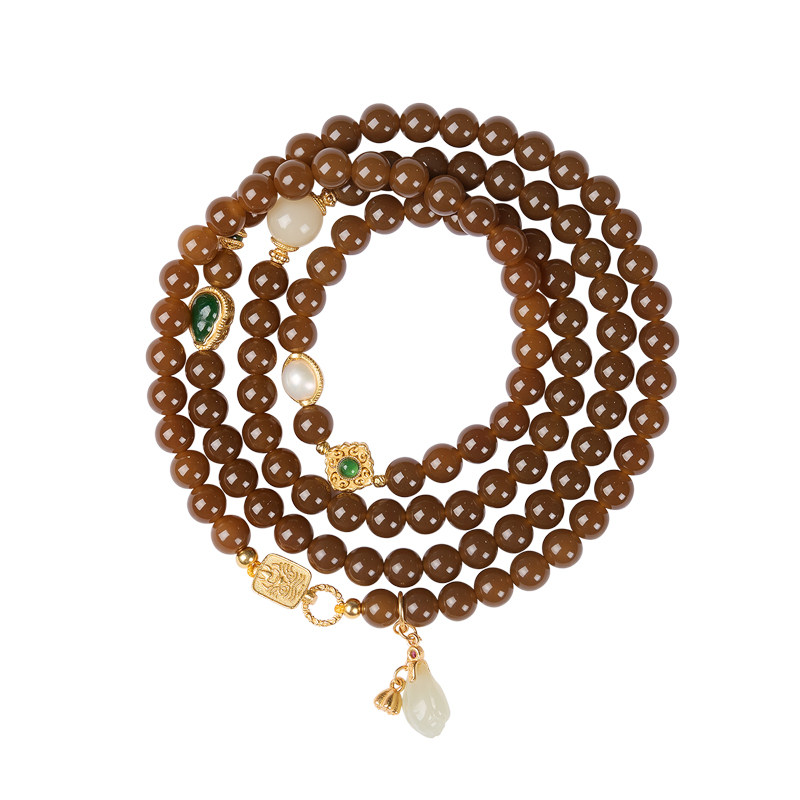 普陀山扎基拉姆糖玉毛衣链女款多圈手链新中国风汉服配饰长款吊坠