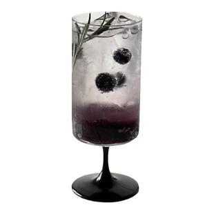 果汁高脚杯家用高颜值女夏天玻璃果茶杯苏打饮料气泡水杯饮品杯子