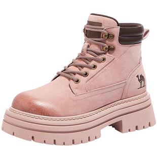 骆驼马丁靴女鞋2025秋季新款工装靴英伦复古厚底短靴户外大黄靴子