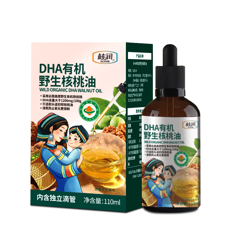 核润云南高原DHA有机核桃油营养凉拌滴管精准控量食用油110ML