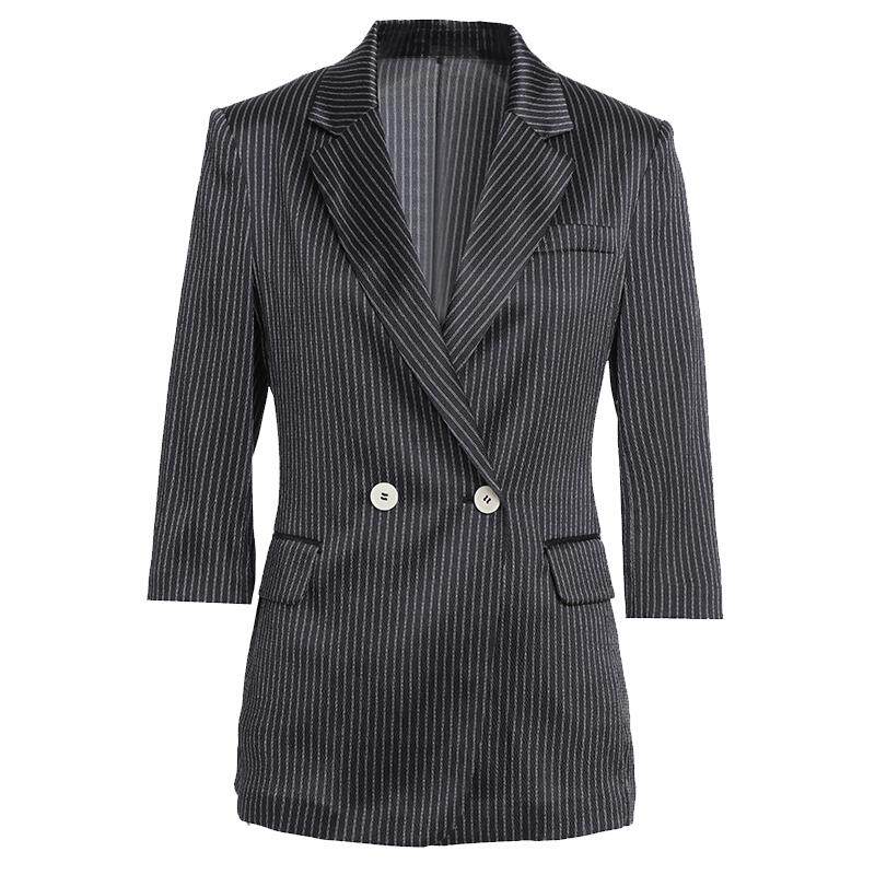 乔万尼春装新品西装商场同款重磅真丝气质条纹女装高级感EI3B139