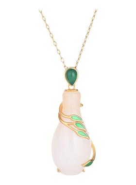 国潮项链首饰中国风设计复古宫廷珐琅彩白玉古装汉服旗袍搭配项饰