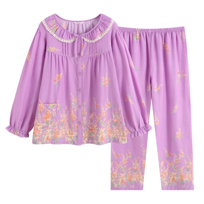 罗丝美秋季新款纯棉双层纱睡衣