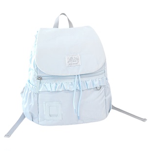 RosyPosy柔设花边褶皱双肩包女高级感小众书包初中生高中女背包大容量韩系少女双肩背包旅游轻便大学生通勤包