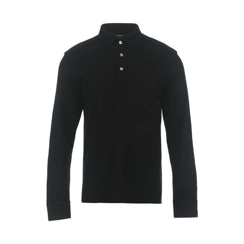 【自营】ZEGNA/杰尼亚男士棉纯色商务休闲长袖POLO衫T恤
