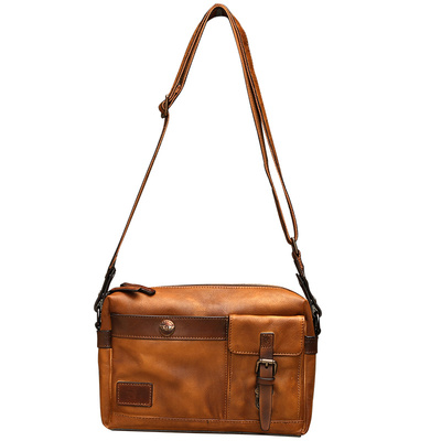 HANMIIS新款邮差包 牛皮真皮男包头层斜挎  休闲单肩包复古小包