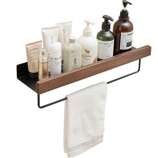 胡桃木浴室置物架免打孔洗手间卫生间架子洗漱台洗手台墙上收纳架