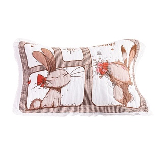 花边纯棉纱布枕巾一对装高档卡通可爱家用柔软透气加厚全棉枕头巾