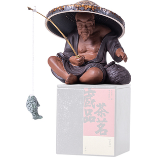 新中式禅意陶瓷摆件创意姜太公钓鱼茶漏架线香插茶宠家居摆件装饰