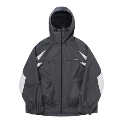 Halcyon 户外拼色防风防泼水冲锋连帽夹克透气爬山运动外套登山服