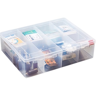 桌面收纳盒子大容量药盒透明塑料多格分装格乐高分类长方形零件盒
