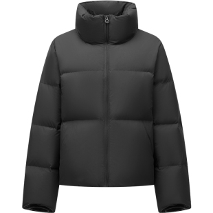 坦博尔鹅绒立领短款面包羽绒服女2025冬季新款高充绒保暖连帽外套