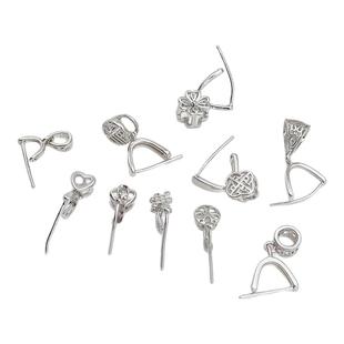 强保色铜镀白金长针玉坠瓜子扣水晶翡翠玉石项链吊扣DIY夹扣配件