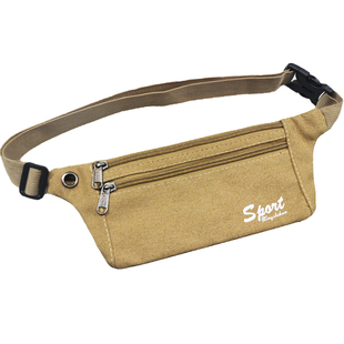 新款耐磨纯帆布贴身小腰包男运动跑步休闲胸包手机腰包女户外防水