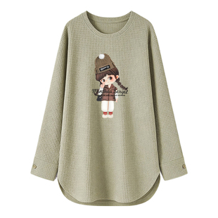 打底衫女内搭宽松长袖t恤女鲨鱼裤搭配的上衣女中长款遮屁股洋气