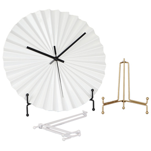 简约装饰圆盘瓷盘子支架展示架钟表托架盘架相框证书架托铁艺架子