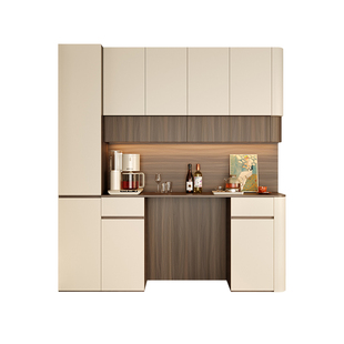 中古原木风入户门边餐边柜小户型可嵌入餐桌茶水柜一体餐厅收纳柜