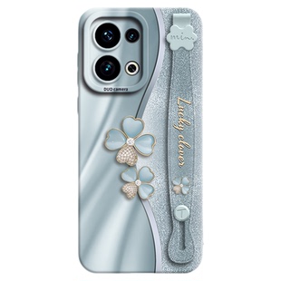 适用oppoReno13手机壳reno12pro保护套11新款10外壳9的pro+后0pp0女15高级感pr0硅胶rone挂绳腕14轻奢四叶草