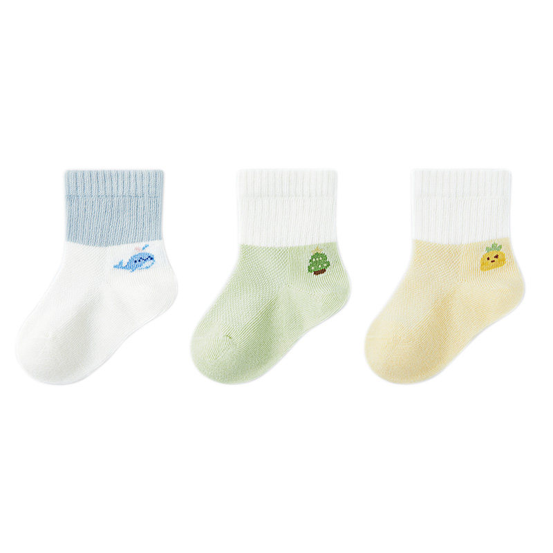 婴儿袜子夏季薄款宝宝0到3月1岁男女a类纯棉无骨夏天中筒新生幼儿