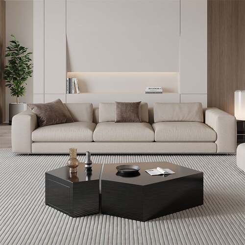 轻奢现代茶几不锈钢带抽屉设计师款创意客厅家用小户型异形组合桌