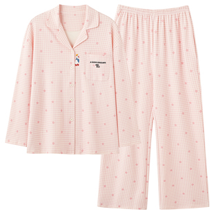 浪莎睡衣女款秋天2026年新款秋季纯棉长袖卡通可爱女士家居服套装