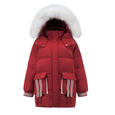 特大码中国风狐狸毛领羽绒服女冬