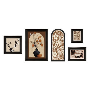 中古风挂画客厅沙发背景墙装饰画柿柿如意法式复古油画组合壁画