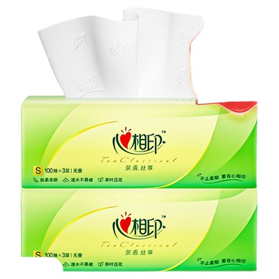 心相印原生木浆100抽3层2包抽纸