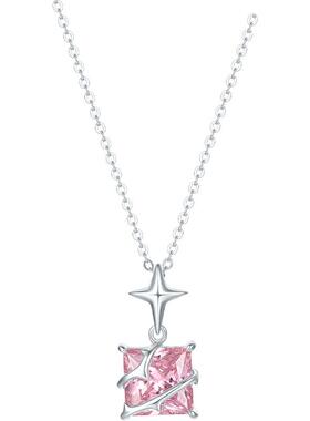 周六福饰品项链女时尚方形链坠