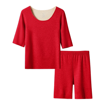 保暖内衣男女款冬季红色套装背心