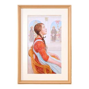 实木质画框装裱挂墙相框a3A4定制圆形卡纸任意大尺寸4K8开外边架