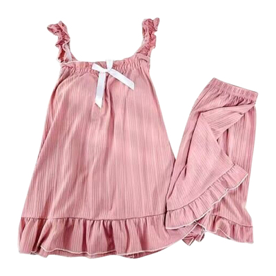 带胸垫吊带睡衣纯棉背心套装