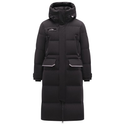 坦博尔鹅绒长款过膝连帽羽绒服