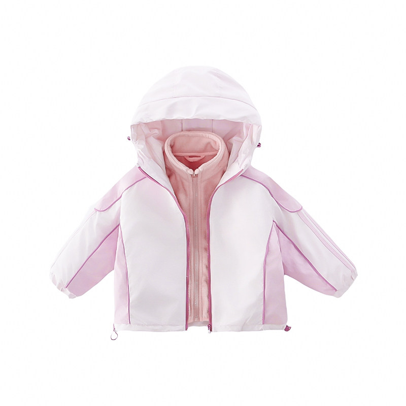 儿童冲锋衣三合一2025秋冬装厚棉服新款女童风衣可拆卸户外套上衣