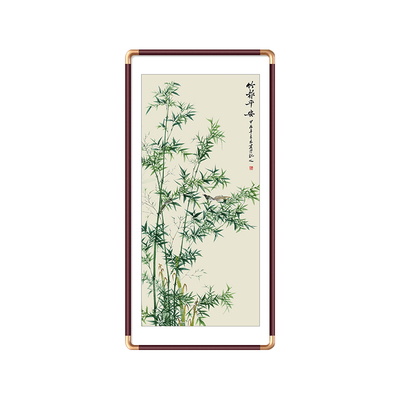 竹报平安挂画新中式玄关装饰画入户正对门走廊过道水墨国画壁画