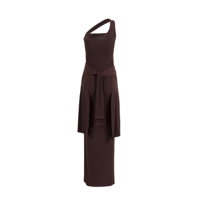 不对称单肩挂脖连衣裙修身裙子