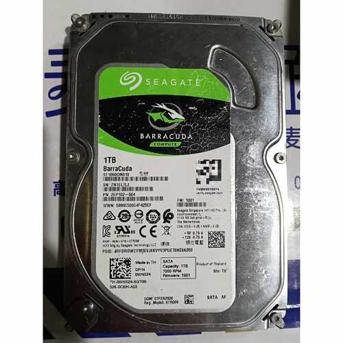 议价希捷1TB机械硬盘，型号ST1000DM010，泰国产，拆机