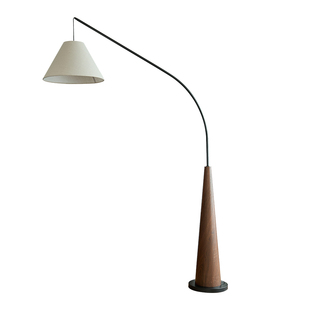 法式中古客厅落地灯中式木纹地灯书房复古风民宿钓鱼灯装饰氛围灯