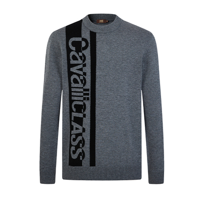 卡沃利撞色印花针织衫羊毛混纺