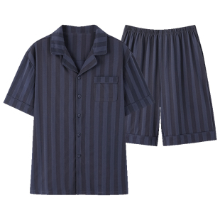 男士睡衣100%纯棉2026新款高级感夏开衫短袖宽松可外穿家居服套装