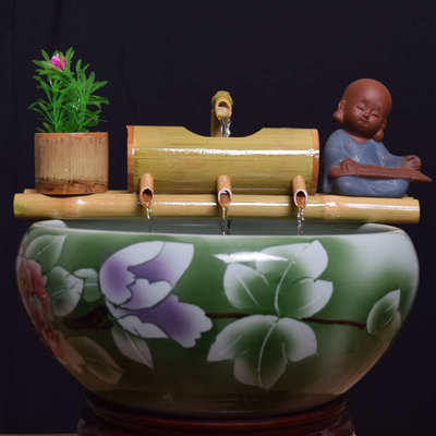 鱼缸过滤器上置水循环流水器瓷缸石槽圆形瓦缸养鱼增氧小型过滤泵