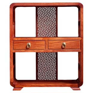 大果紫檀木双抽茶边柜榫卯结构茶具餐边柜茶水架桌面收纳架置物架