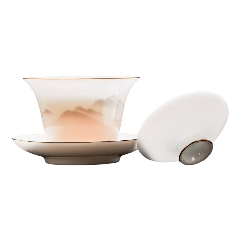 冰种羊脂玉瓷功夫茶具轻奢礼盒