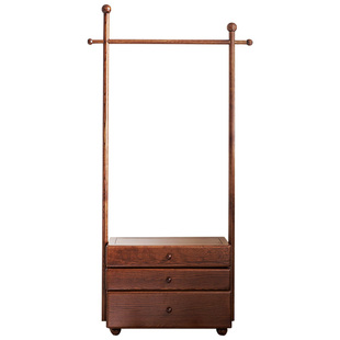 实木床头柜挂衣架一体卧室落地衣帽架带抽屉斗柜入户收纳柜置物架
