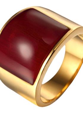 大气戒指男士霸气钛钢镀金指环