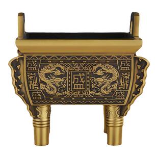 黄铜鼎摆件铜香炉诚信方盛鼎客厅家居玄关办公室装饰工艺商务礼品