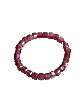 Ciel女石榴石原创方块珠戒指