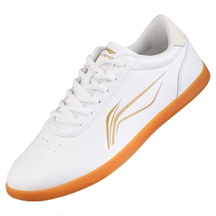 李宁太极鞋软牛皮牛筋底女春夏季武术表演练功鞋男真皮太极拳正品