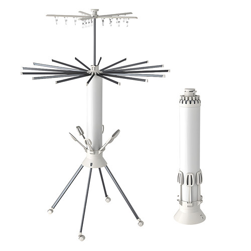 日本阳台折叠隐形收缩晾衣架落地室内家用章鱼多功能杆晒被子神器