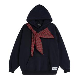 INSstudios 国潮牌情侣「蝴蝶结绑带连帽卫衣」宽松休闲加绒帽衫